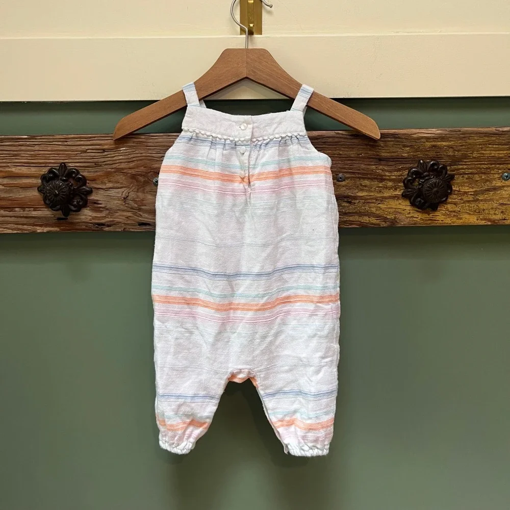 Ralph Lauren Baby Girl Pastel Stripe Cotton Romper Sleeveless One-Piece 6M